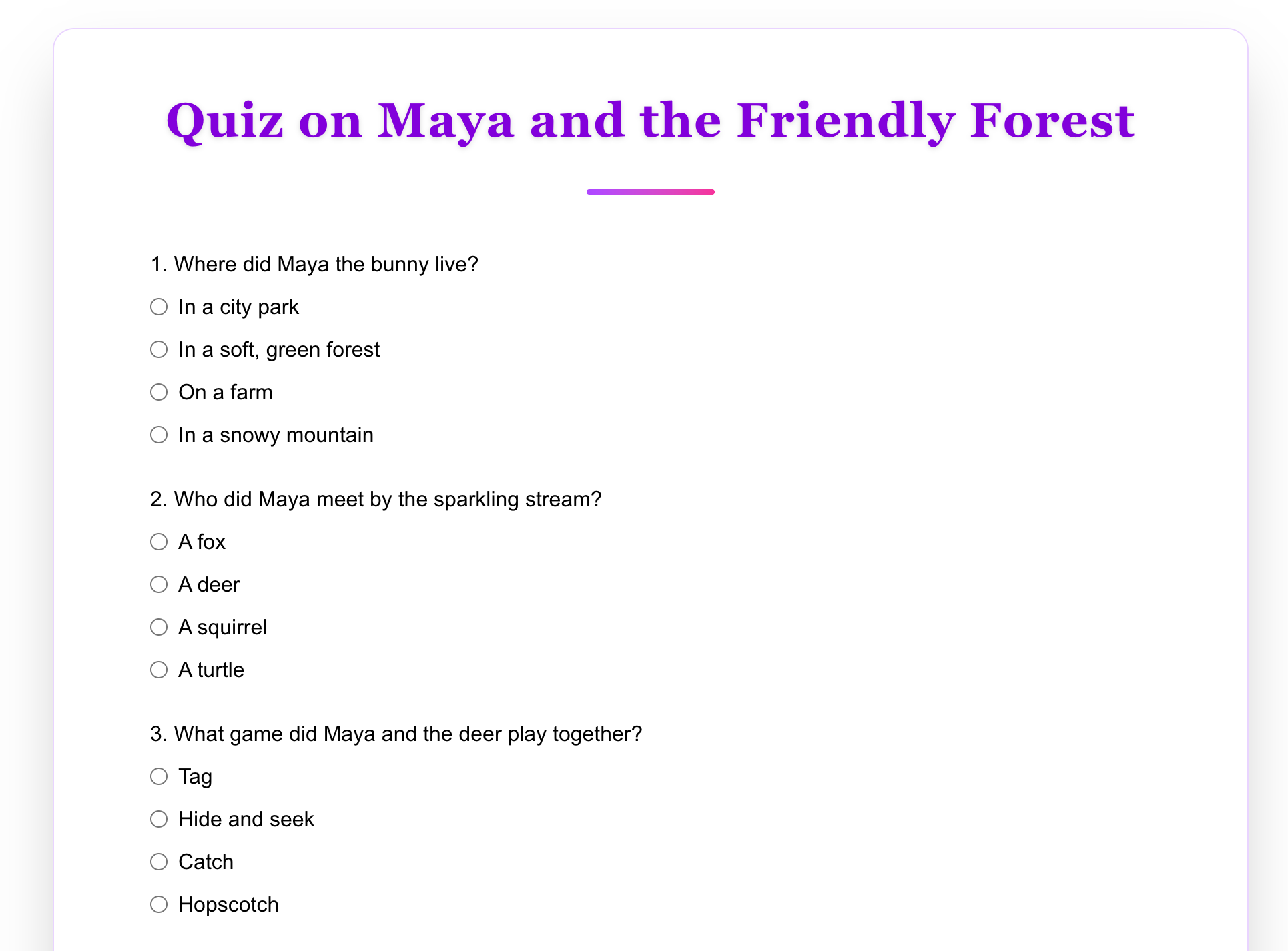 MyStory.AI quiz view